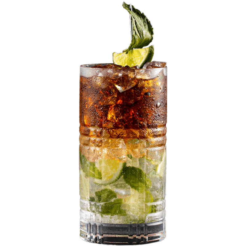 Black mojito cocktail made with Kraken Rum